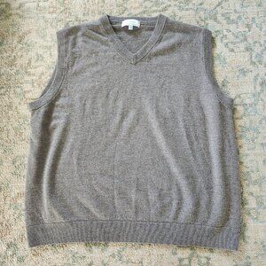 Turnbury Extra Fine Merino Wool Gray Sleeveless V-Neck Sweater Vest Men Size 2XB